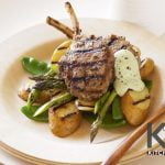 Mustard lamb cutlets with mint aioli and char-grilled potatoes